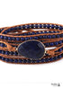 Boho Bracelet, RH 5 Layers Leather Wrap Bracelet, Natural Stones, Navy Lapis